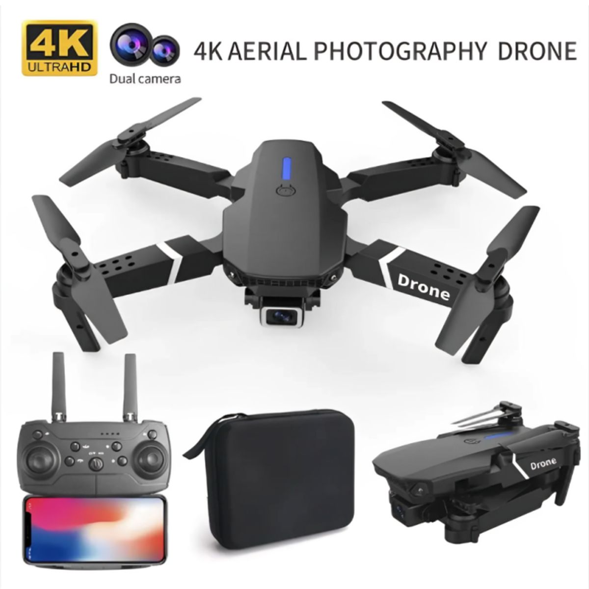 GENERICO - DRONE E88 PRO Plegable con 2 Cámaras HD 4K