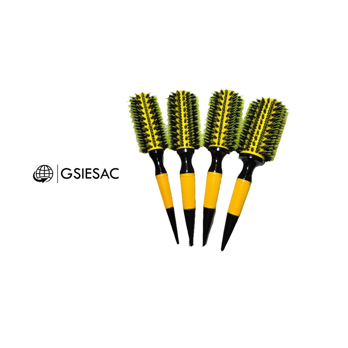 GENERICO - PACK X 4 CEPILLOS TERMICOS IONIC PROFESIONALES CERDAS MIXTAS AMARILLO