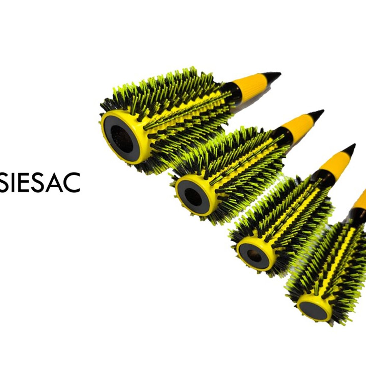 GENERICO - PACK X 4 CEPILLOS TERMICOS IONIC PROFESIONALES CERDAS MIXTAS AMARILLO