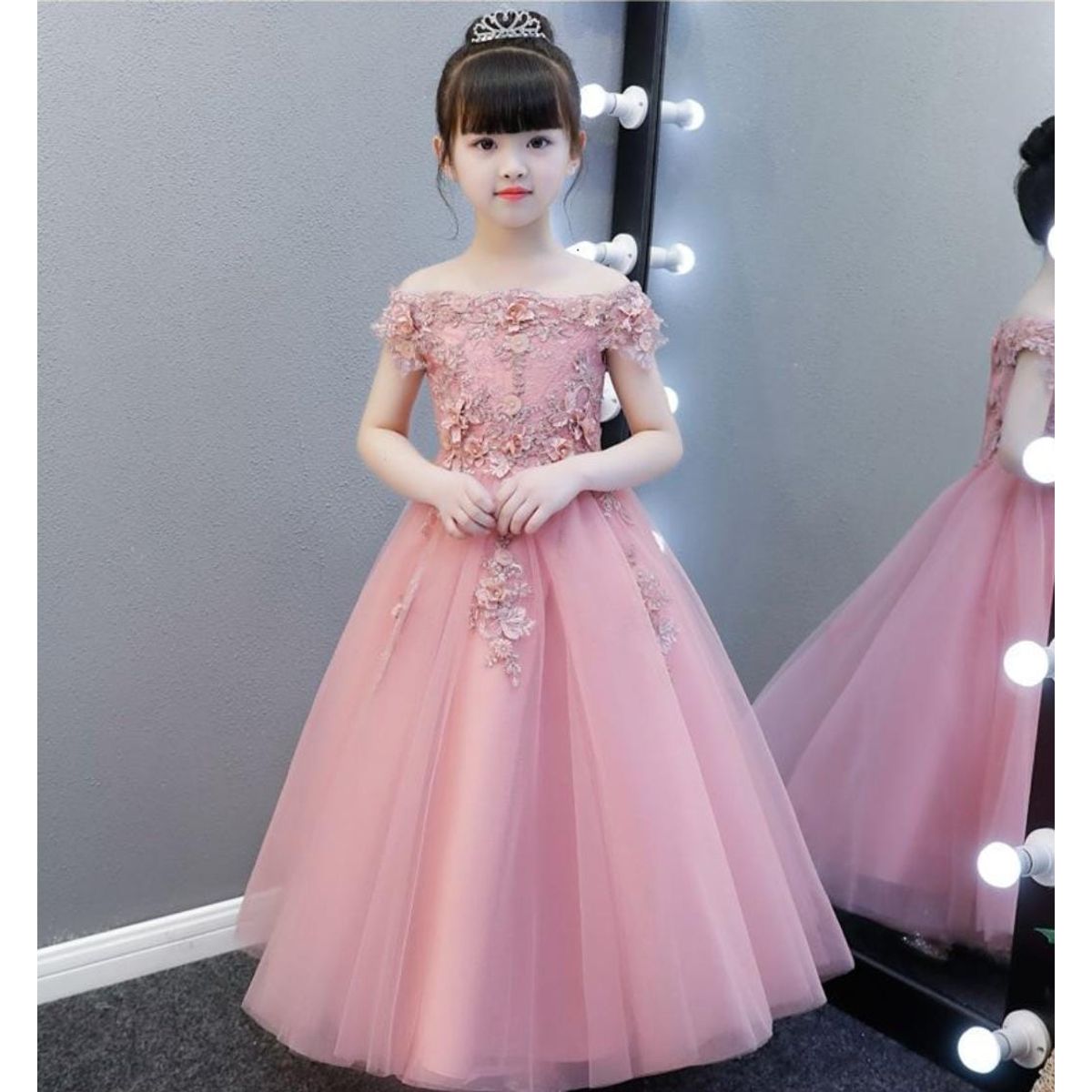 GENERICO - Vestido Niña Princesa Palo Rosa Talla 14