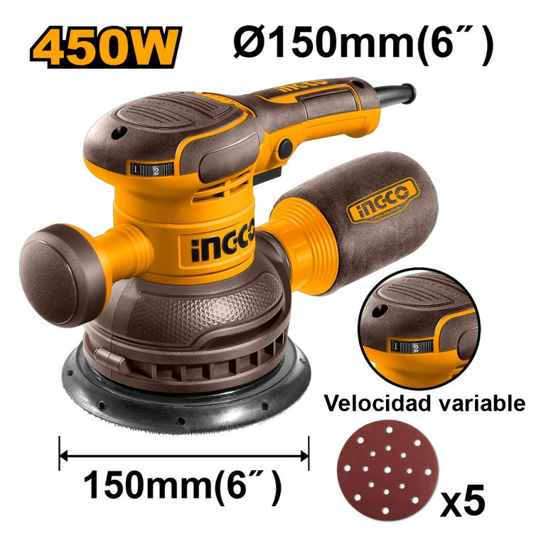 LIJADORA ROTO ORBITAL INGCO 450W 150MM 6” RS4516 | Sodimac Perú
