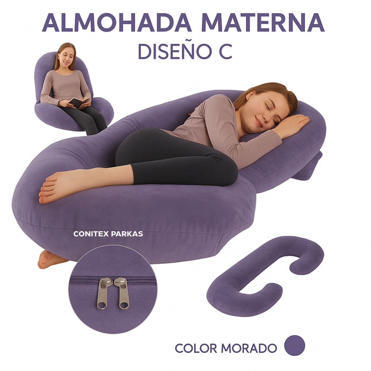 GENERICO - ALMOHADA EMBARAZO I DISEÑO C I COLOR MORADO