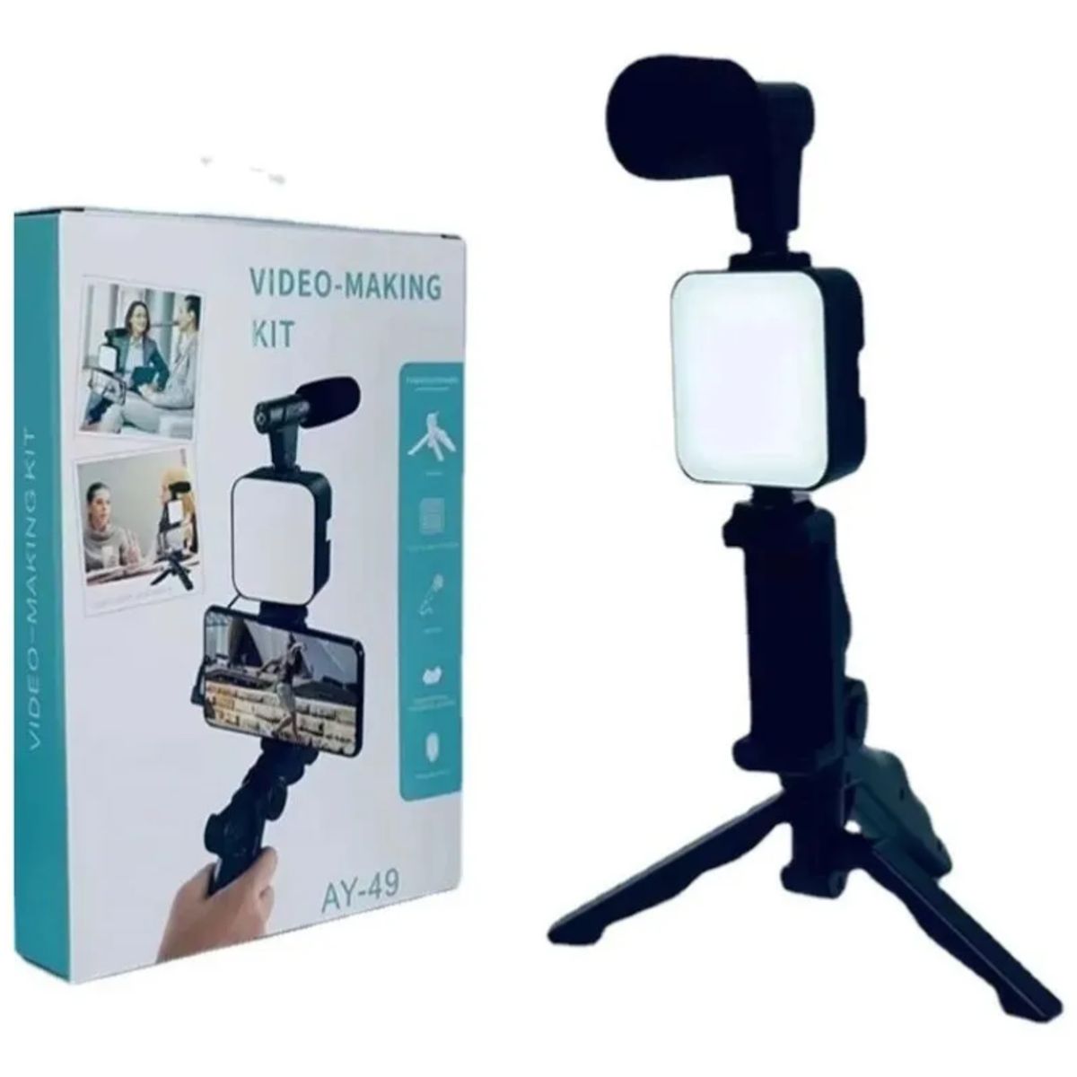 OEM - Kit Video Making Microfono Luz Led Tripode AY79