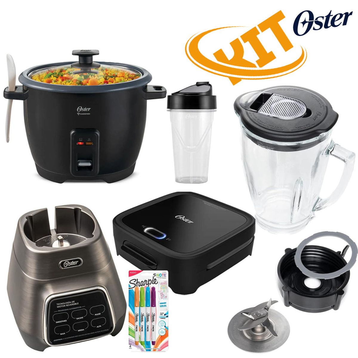 OSTER - Licuadora Reversible Oster Pantalla Táctil y Olla Arrocera mas Sanguchera