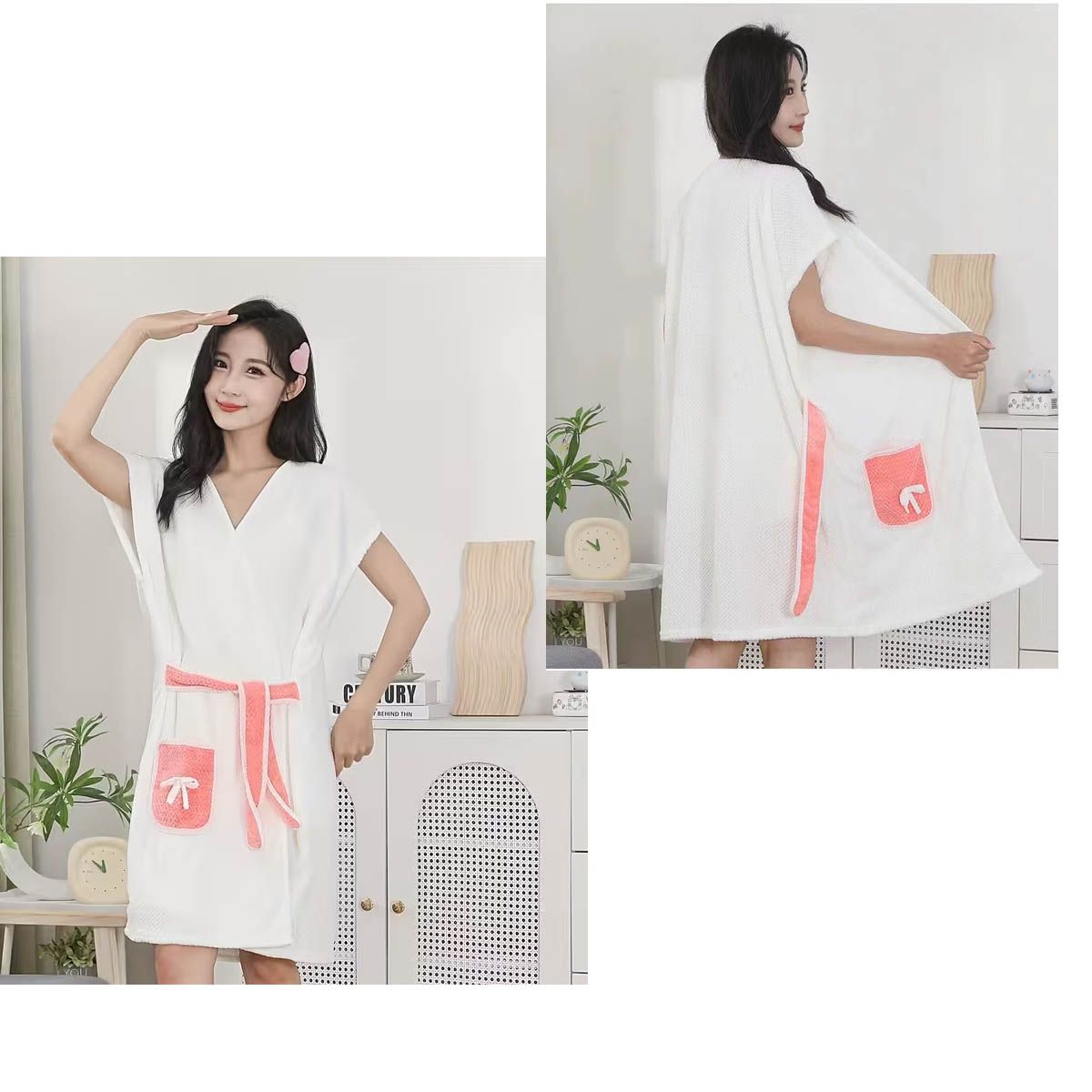 GENERICO - salida bata toall de baño absorbente lana coralina con correa