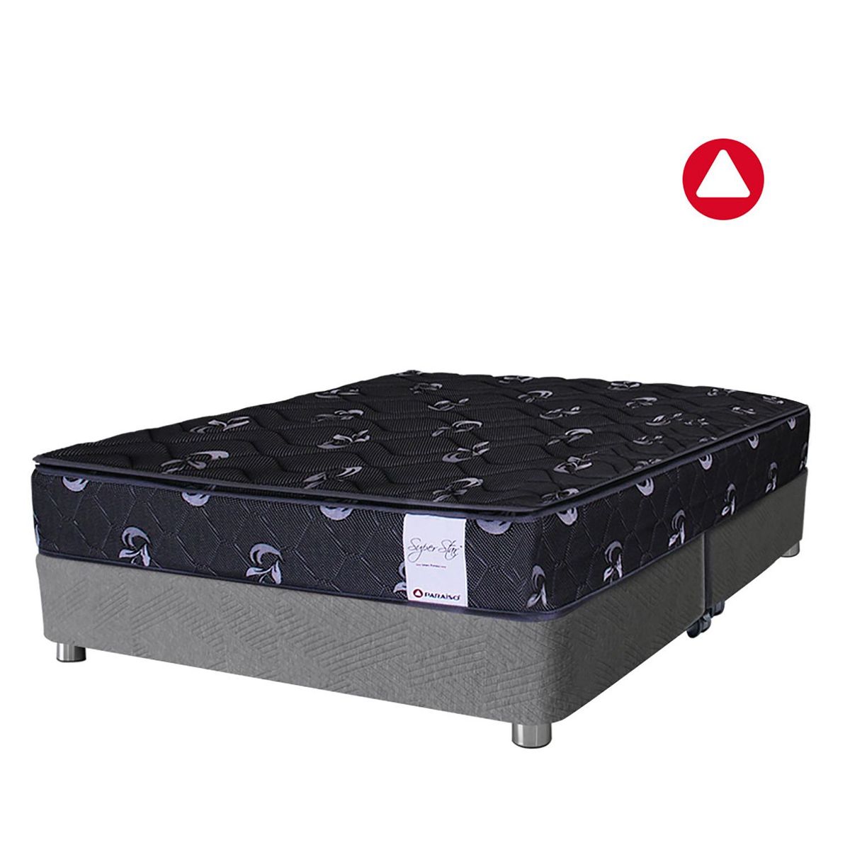 PARAISO - Cama Box Tarima Super Star Negro King + 2 Alm + Prot