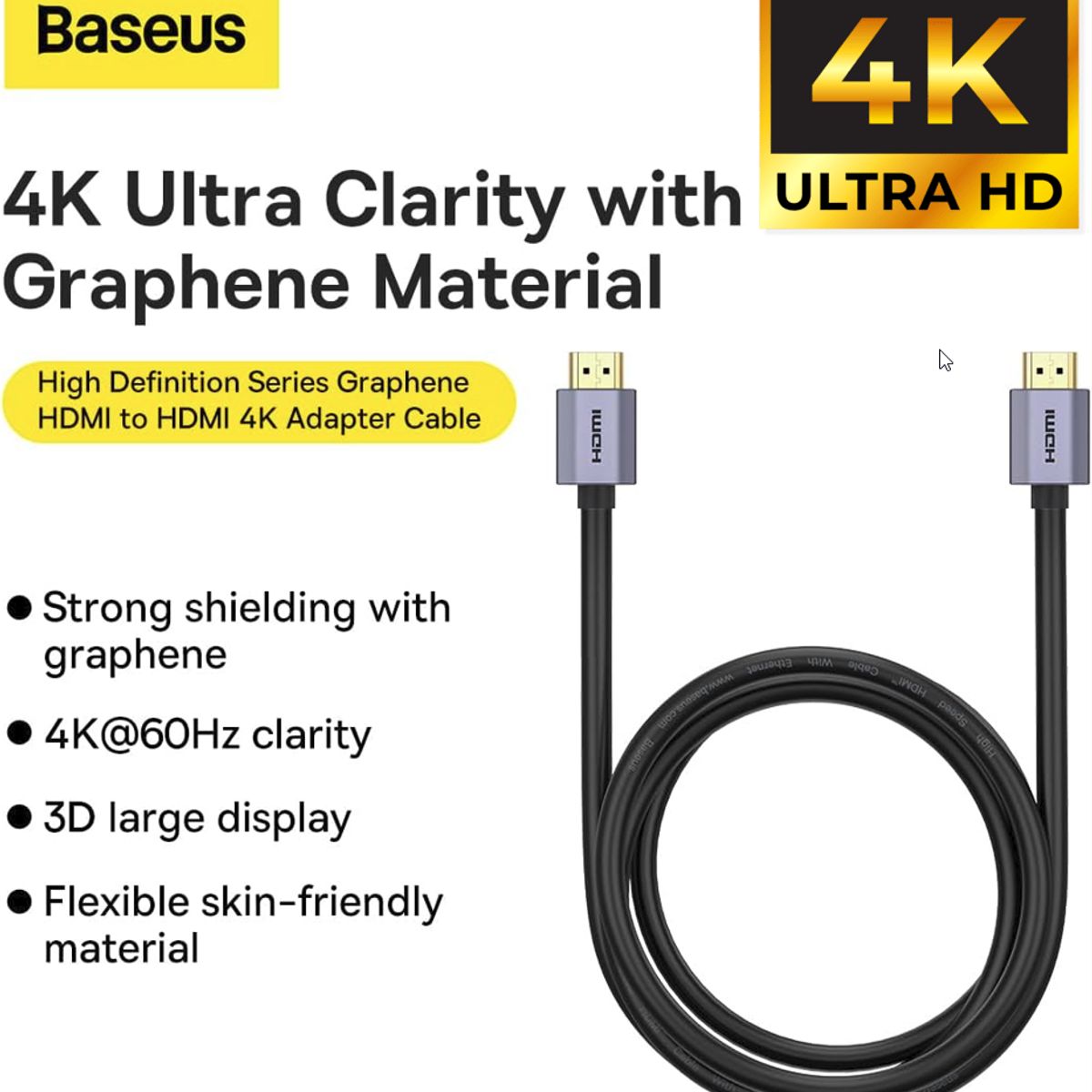 BASEUS - Cable HDMI a HDMI Baseus 4K 2 metros ORIGINAL