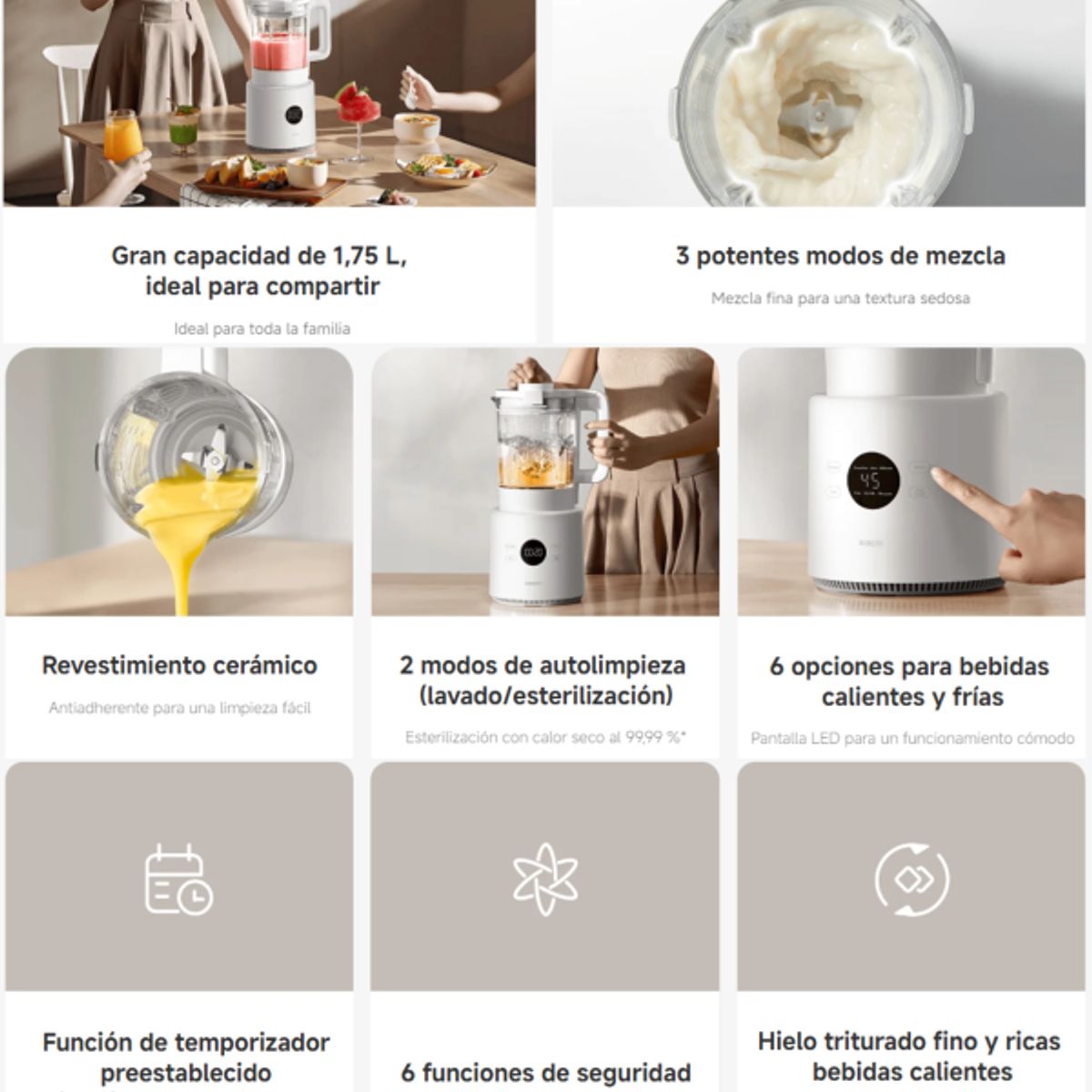 XIAOMI - Xiaomi Blender Pro Licuadora de 1,75 L con Pantalla LED MJPBJ01DEMEU