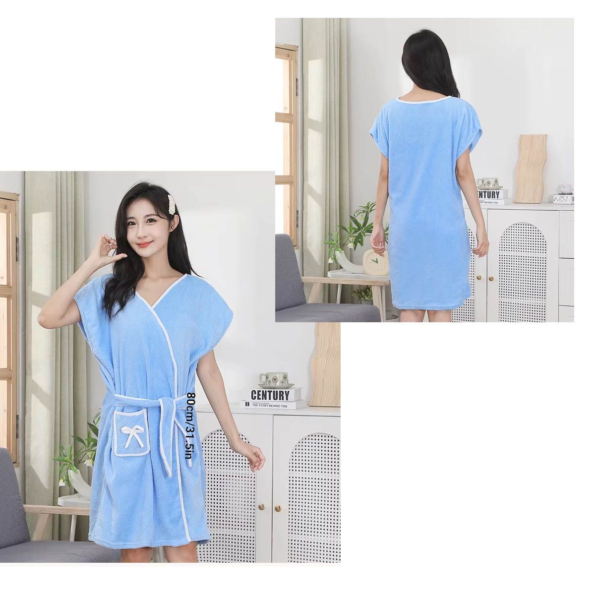 GENERICO - salida bata toall de baño absorbente lana coralina con correa