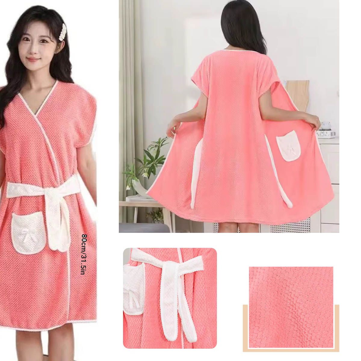 GENERICO - salida bata toall de baño absorbente lana coralina con correa