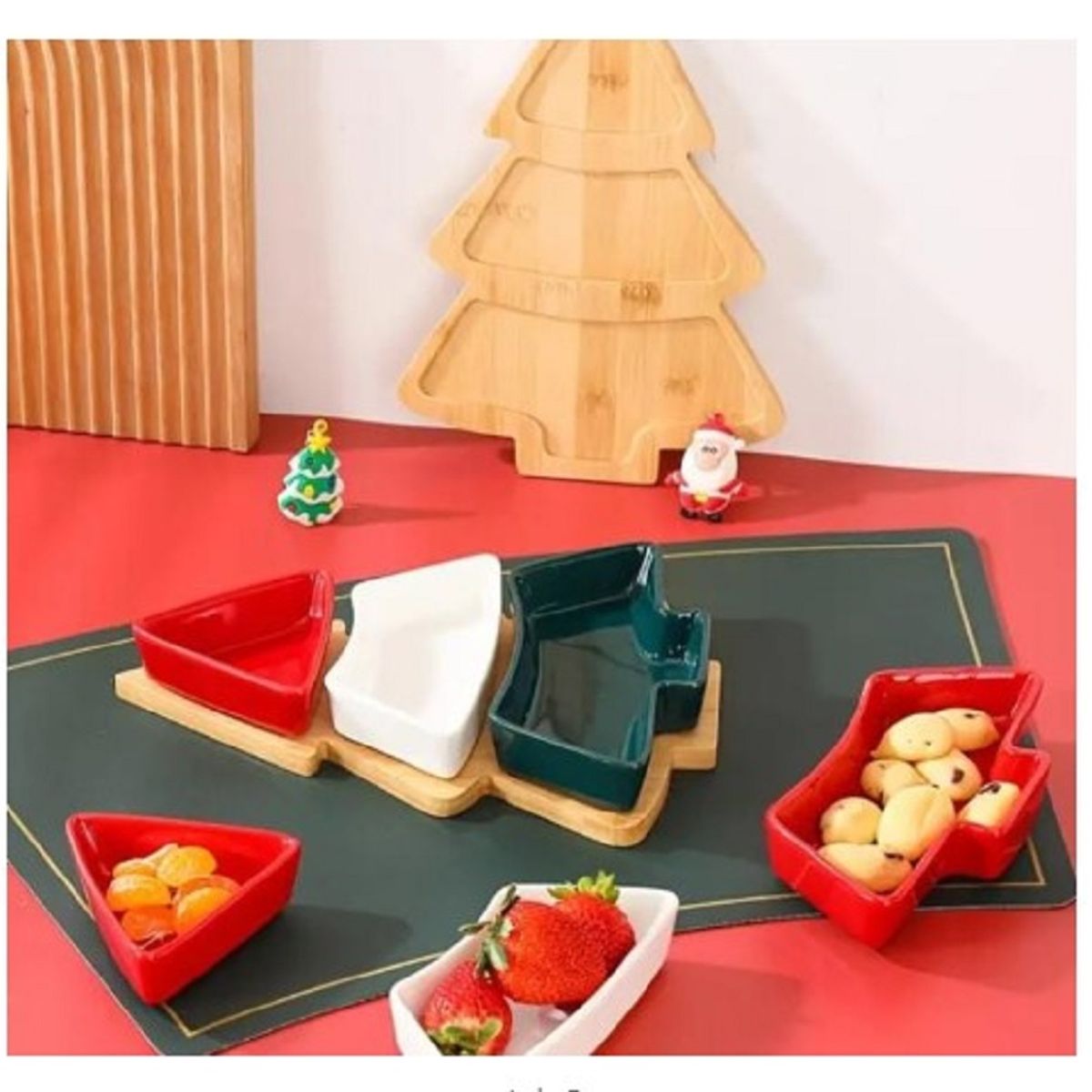 GENERICO - Bandeja para Piqueos MODELO ARBOL con 3 divisiones