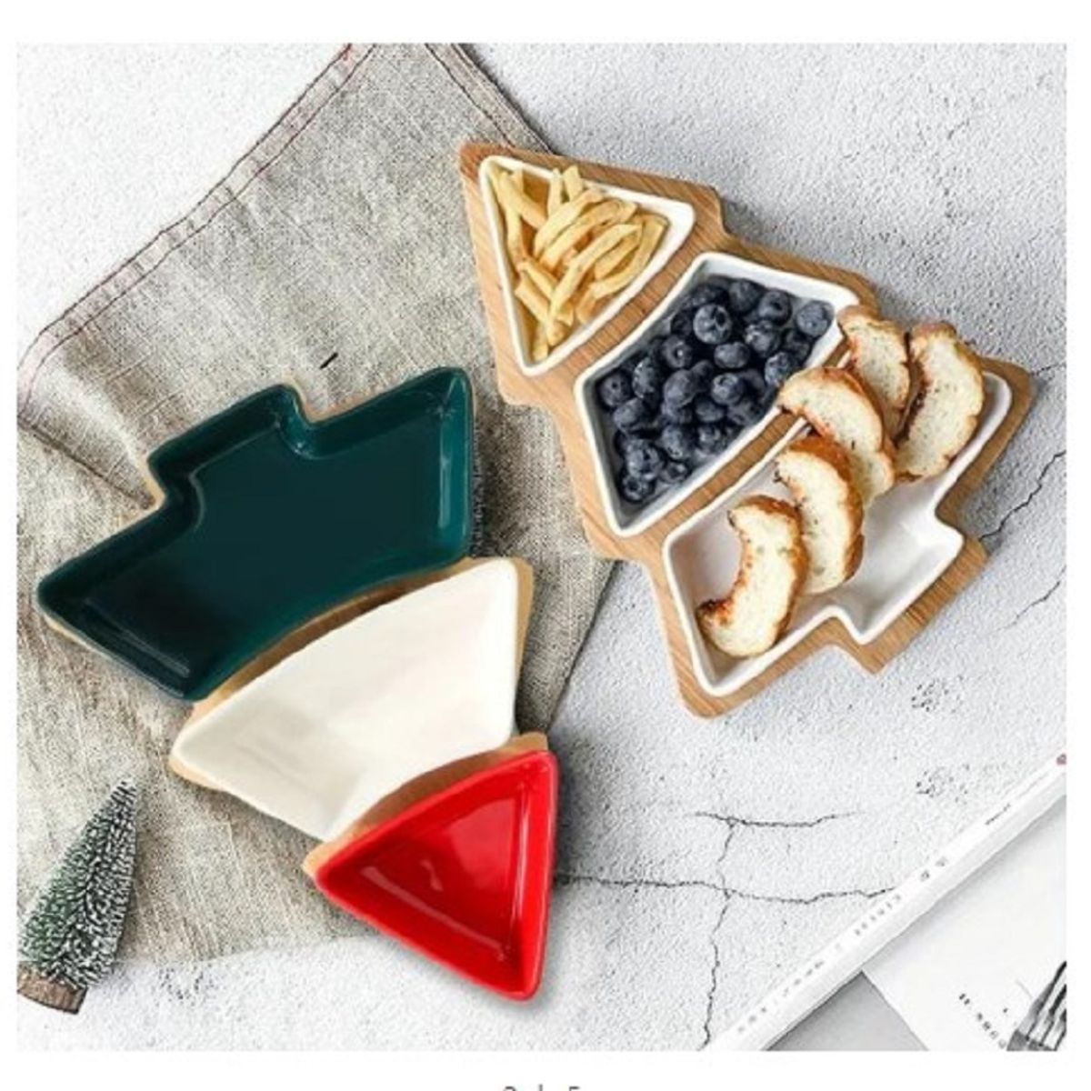 GENERICO - Bandeja para Piqueos MODELO ARBOL con 3 divisiones