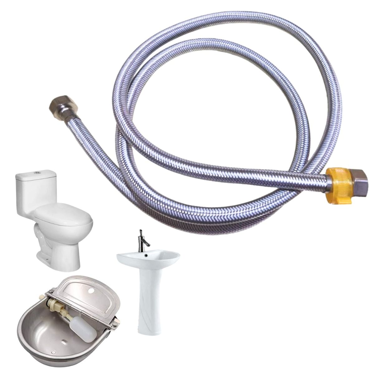 GENERICO - TUBO DE ABASTO ACERO INOXIDABLE 1/2" 200 CM