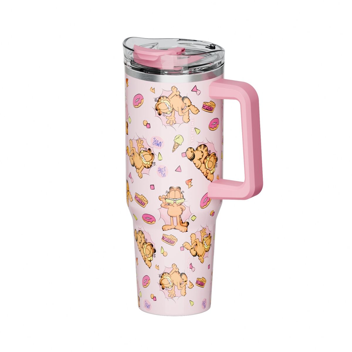 GARFIELD - Mug termo Garfield con asa Kawaii Chibi 1200 ml rosado