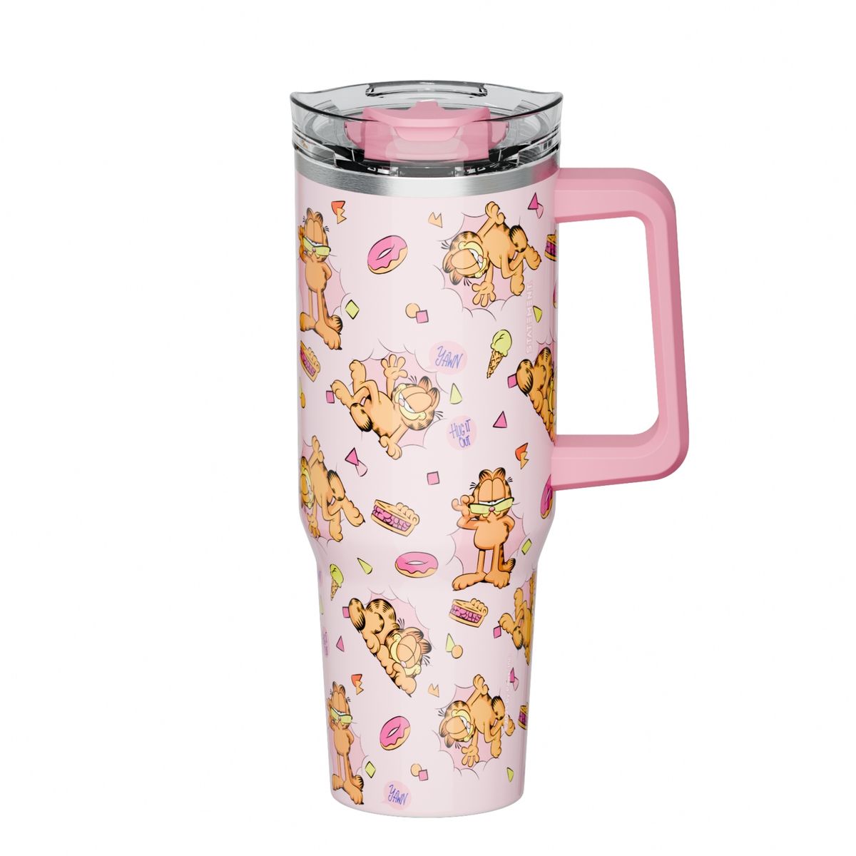 GARFIELD - Mug termo Garfield con asa Kawaii Chibi 1200 ml rosado