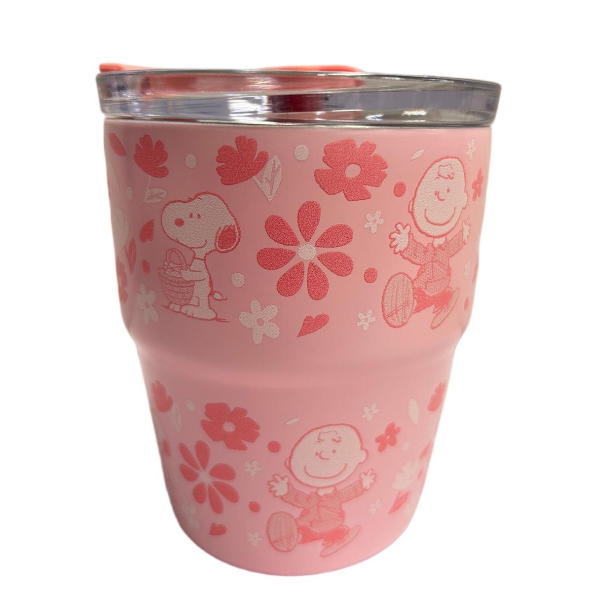 SNOOPY - Mug vaso con cañita Snoopy Chibi 480 ml rosado