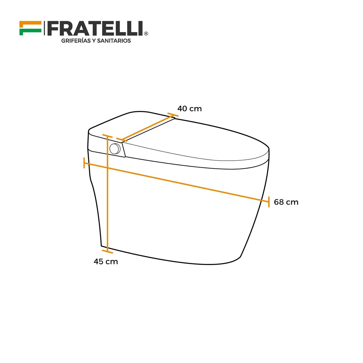 FRATELLI - Inodoro inteligente Premium Blanco + Tapa Asiento y Accs 680X400X450 - Fratelli Premium