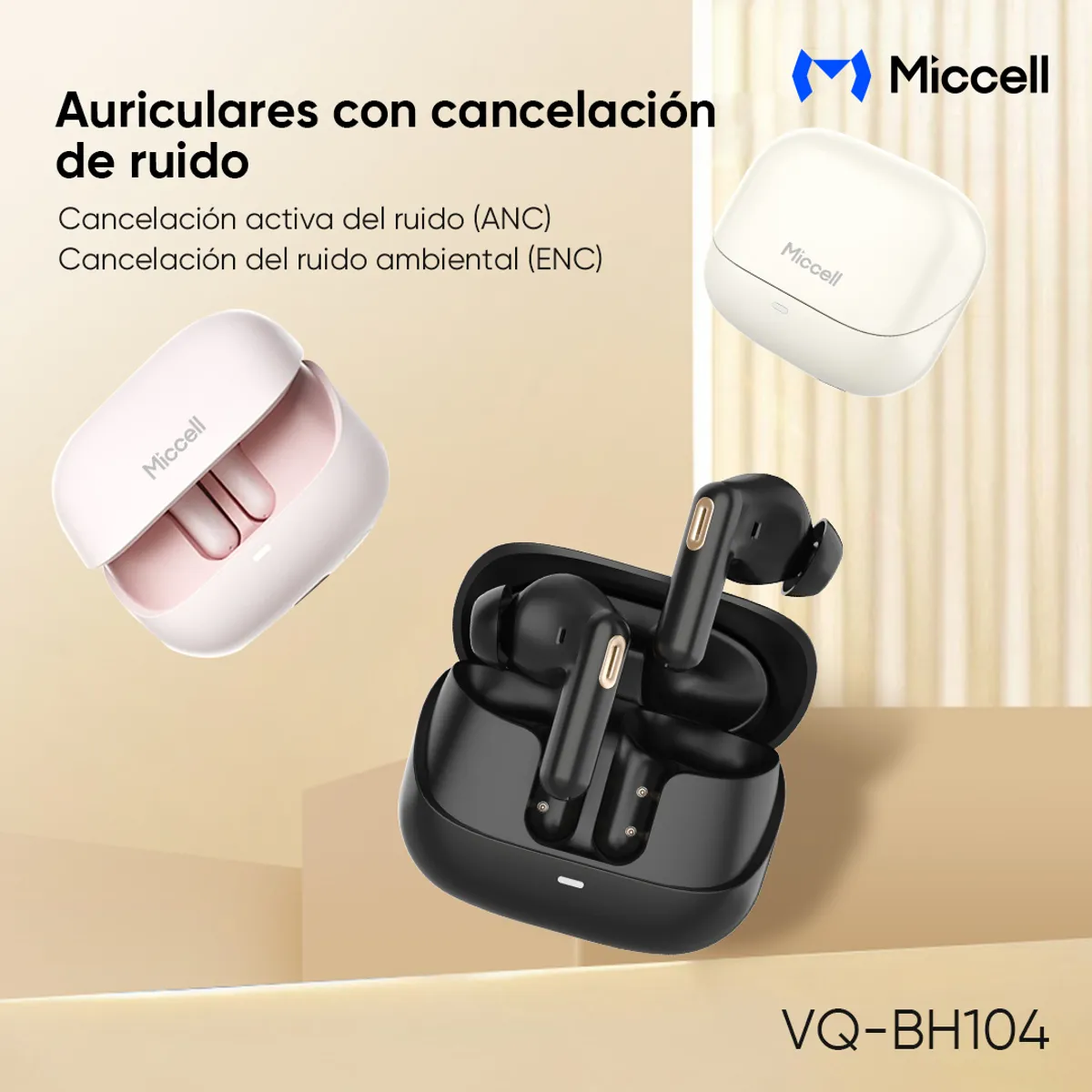 GENERAL - Miccell Audífonos In-Ear Deportivos Gaming TWS Bluetooth para iPhone