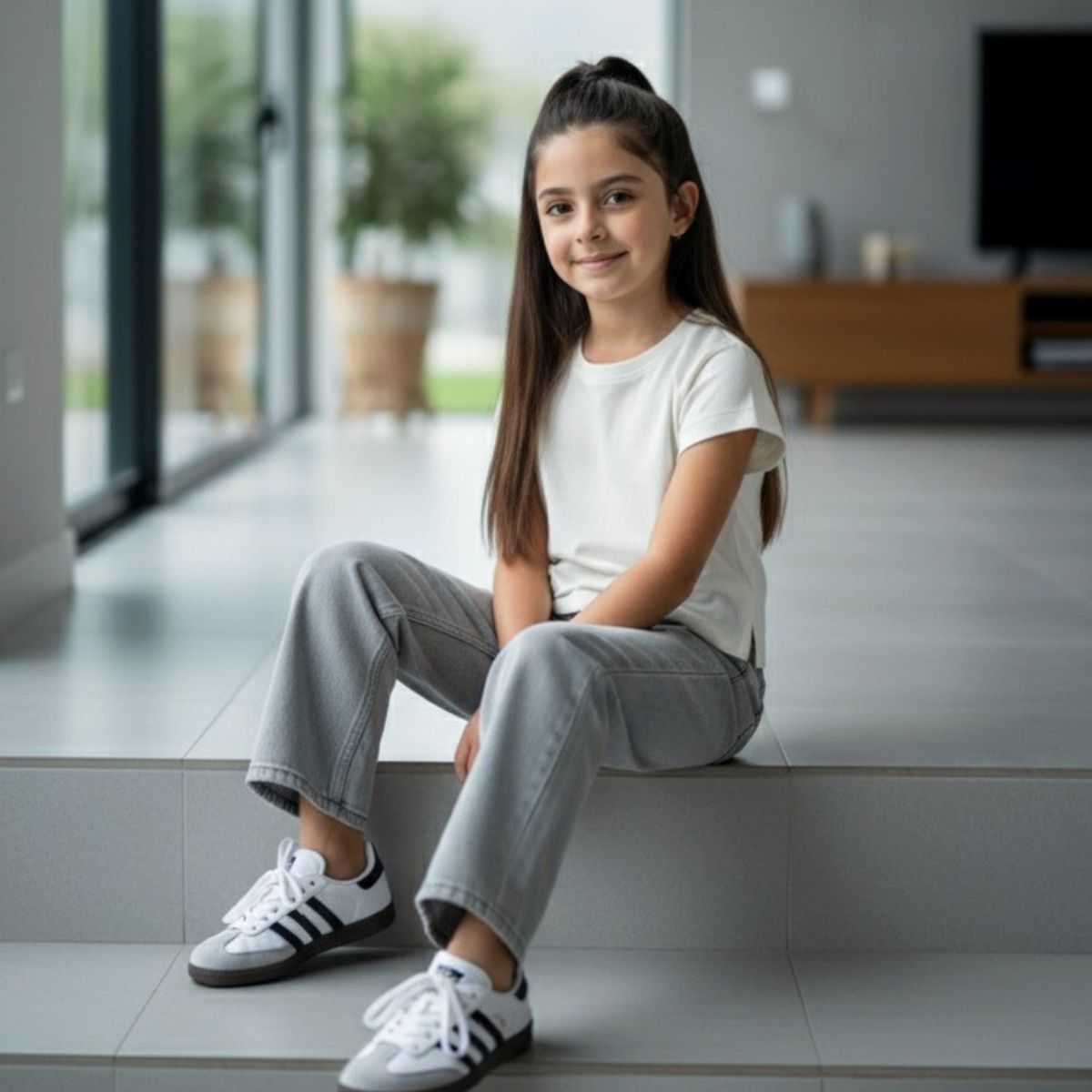 GENERICO - Polo Blanco Manga Corta Niña 100% Algodón - Angela Kids