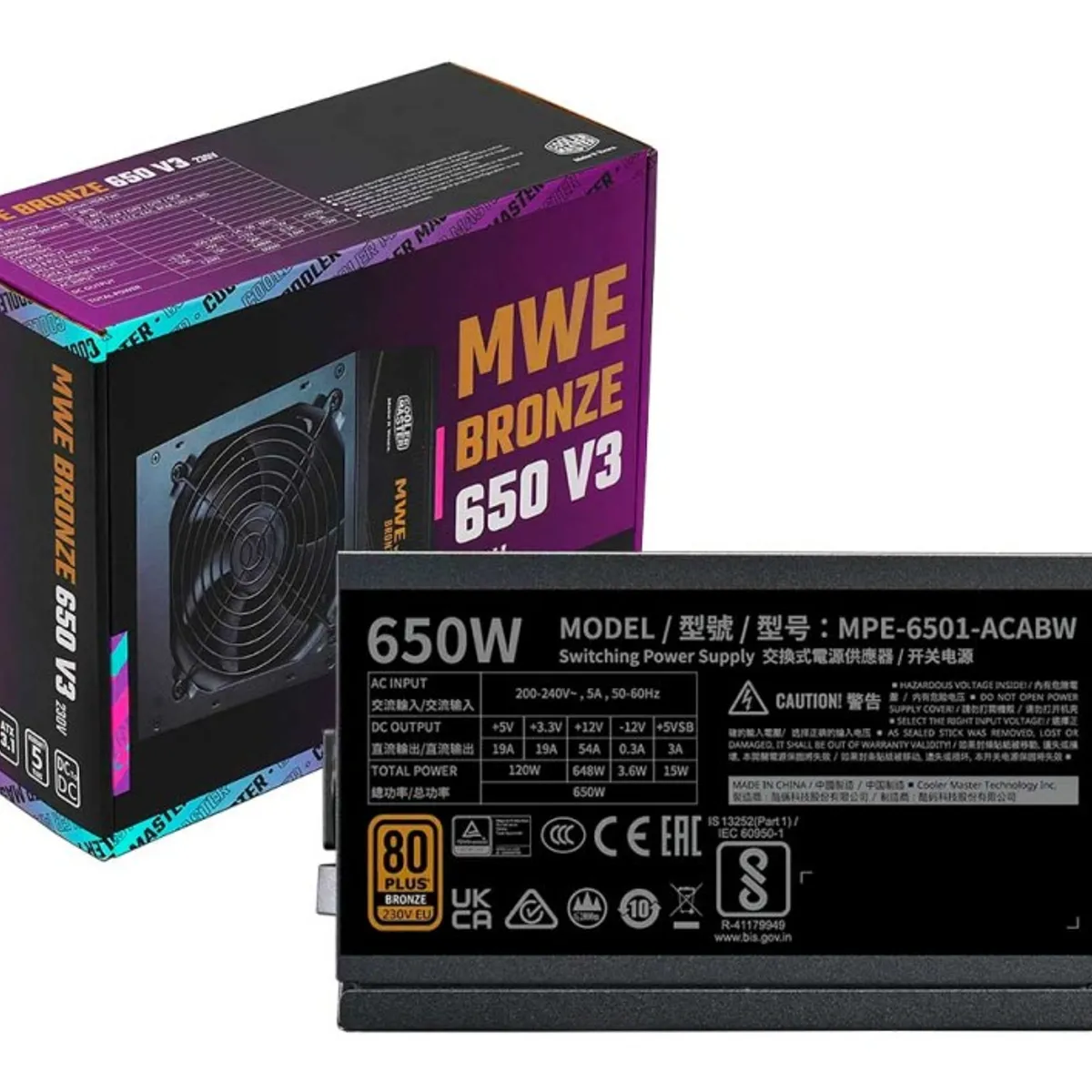 COOLER MASTER - FUENTE DE PODER COOLER MASTER 650W 80 PLUS BRONZE