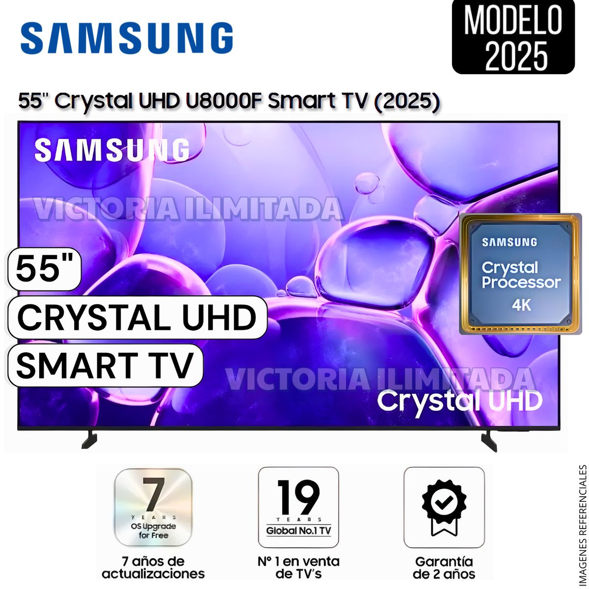 Televisor Samsung 55" Crystal UHD 55U8000F Smart TV Crystal Procesor 4K Modelo 2025 UN55U8000FGXPE, marca SAMSUNG - Foto Principal