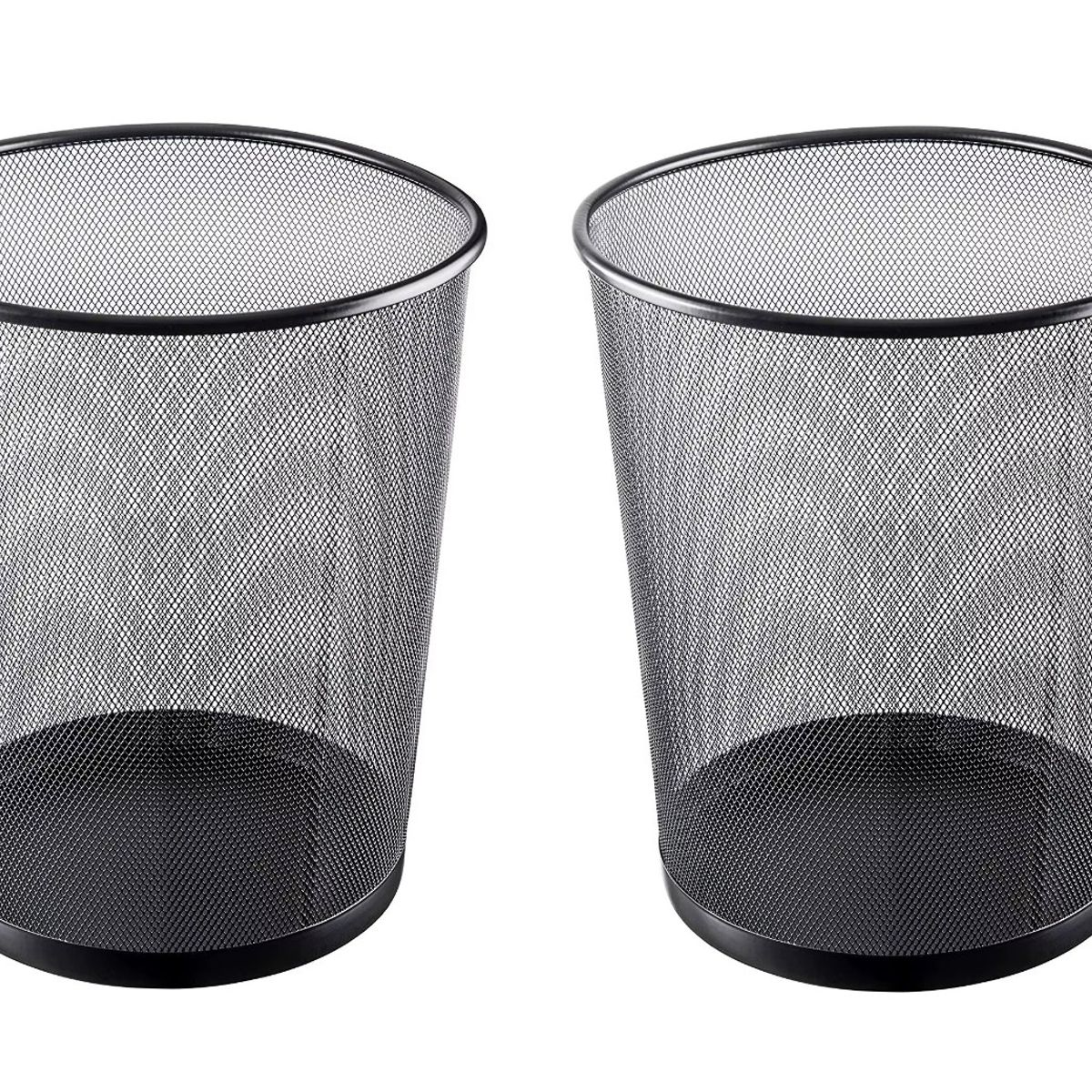 GENERICO - Pack x2 Tachos de Basura Papeleras de metal negro - 30 x 35 cm