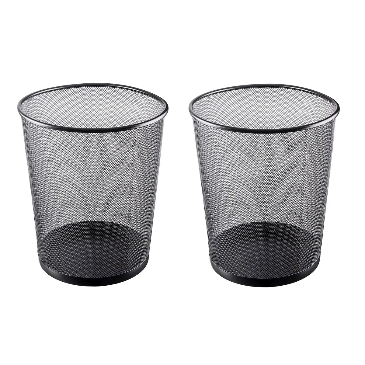 GENERICO - Pack x2 Tachos de Basura Papeleras de metal negro - 30 x 35 cm