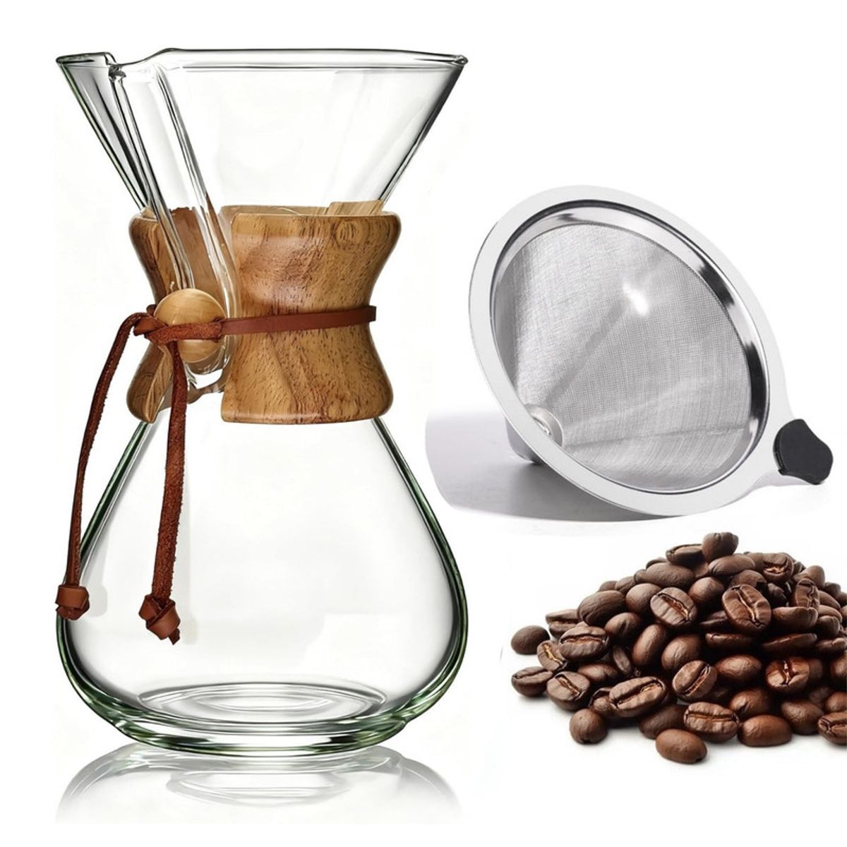PENTHA - Cafetera Chemex Vidrio Borosilicato con Filtro 600ml