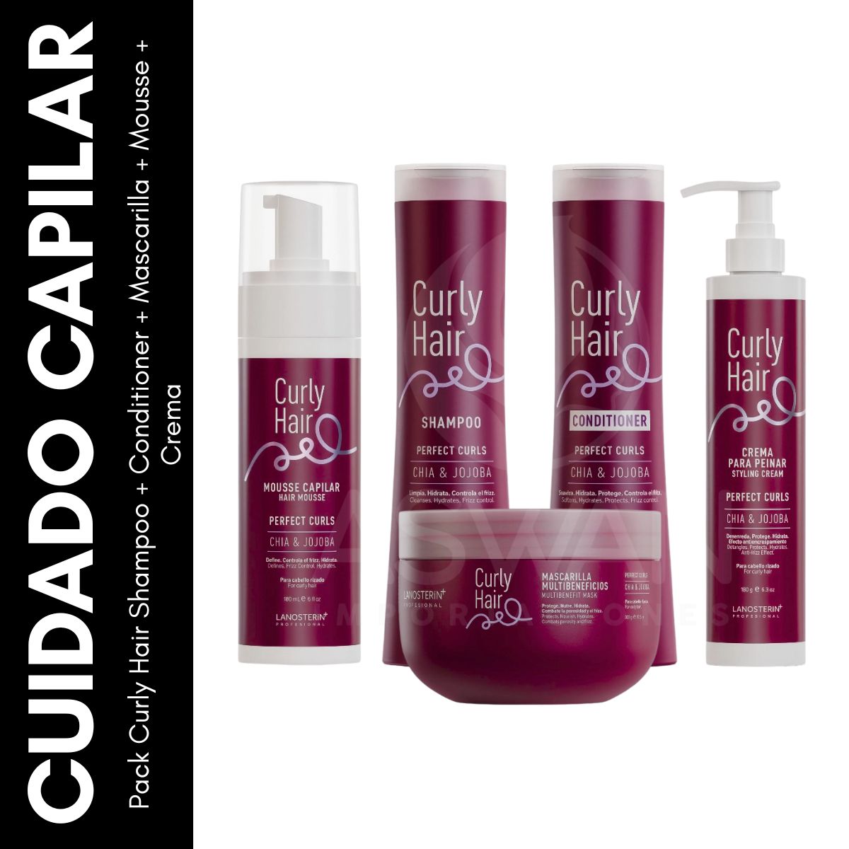 GENERICO - Pack Curly Hair Shampoo + Conditioner + Mascarilla + Mousse + Crema