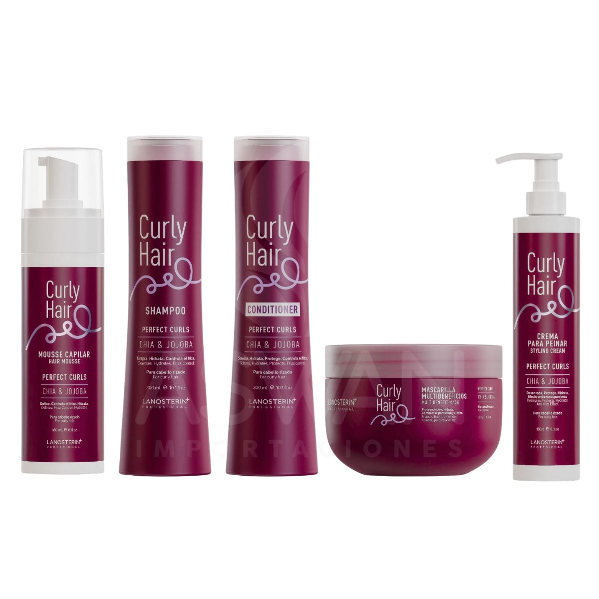 GENERICO - Pack Curly Hair Shampoo + Conditioner + Mascarilla + Mousse + Crema