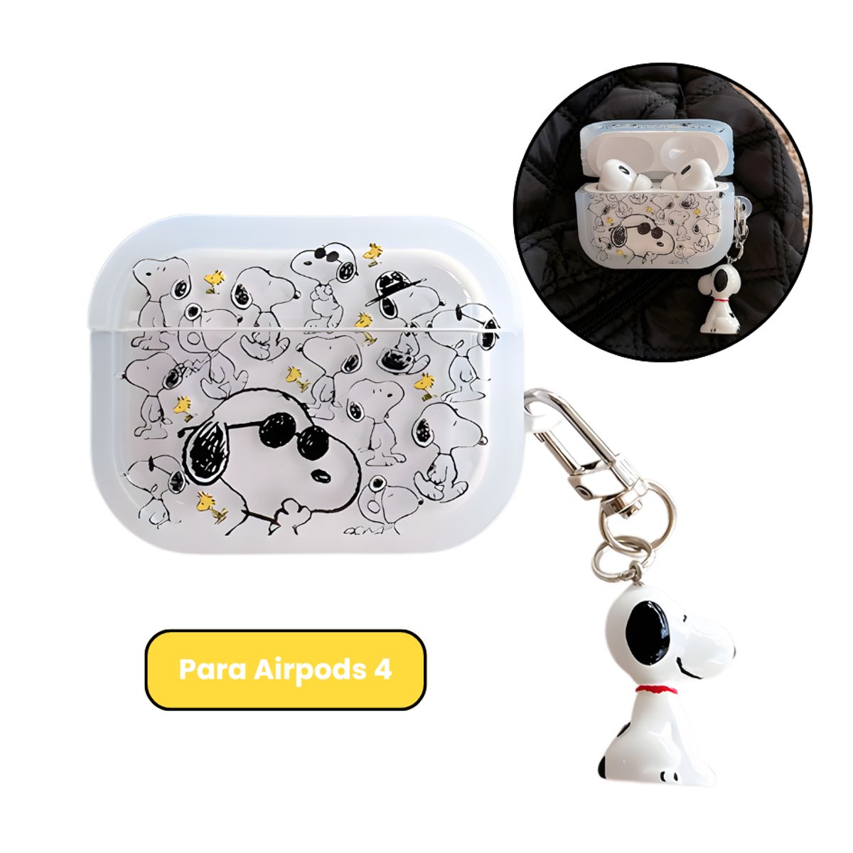SNOOPY - SNOOPY FUNDA PARA AIRPODS 4 - CON PENDIENTE