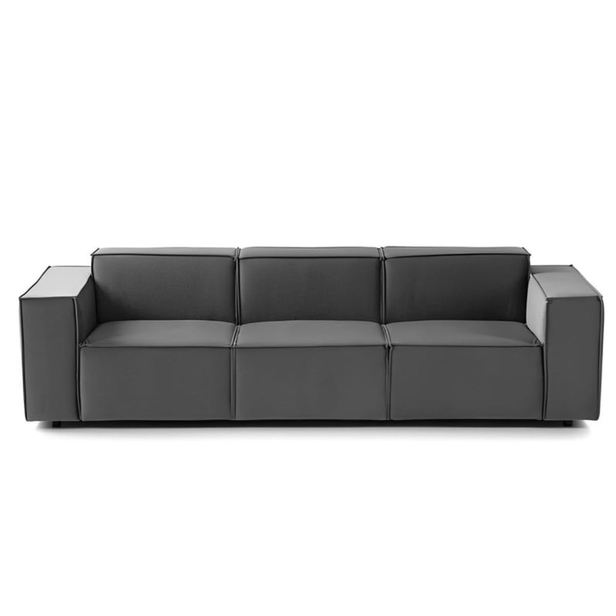 GENERICO - SECCIONAL MIA 3 CUERPOS + 1 BANQUETA  GRIS oscuro + 3 cojines de regalo