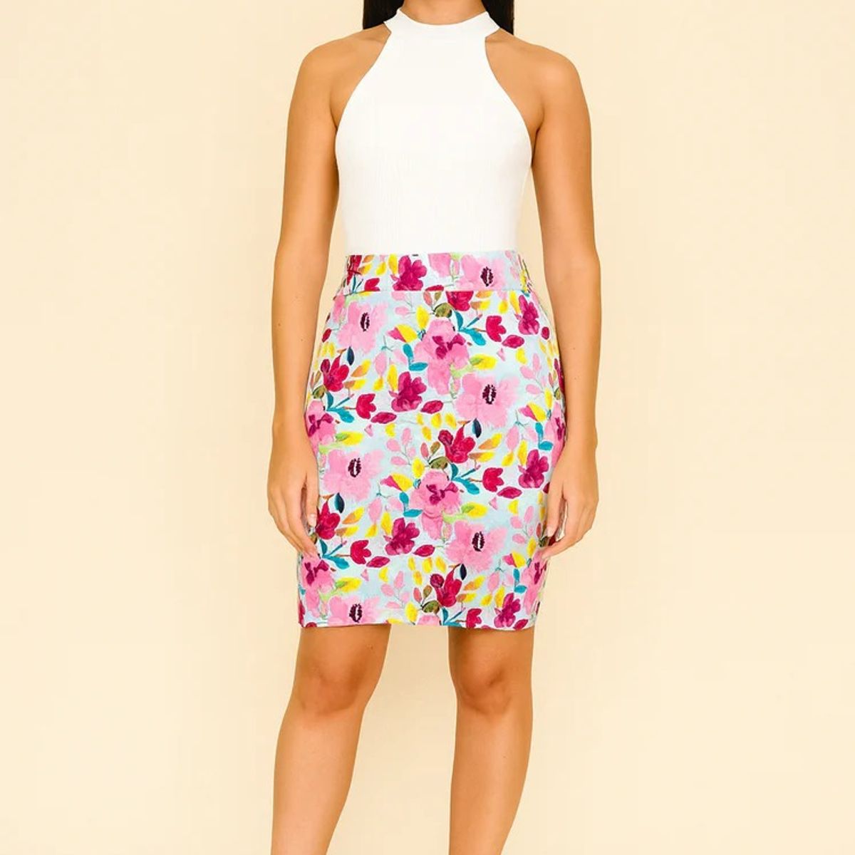 AMARELLY - FALDA FLOREADA PARA DAMA CARLAS