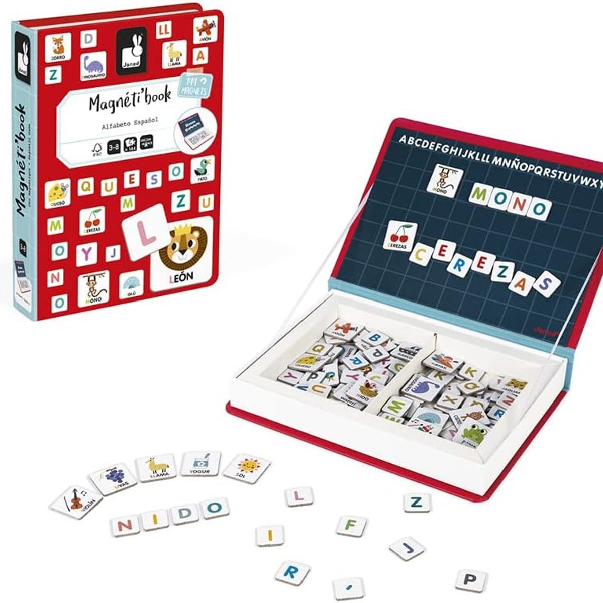 GENERICO - JANOD MAGNETI'BOOK ALFABETO Español Juego Educativo Magnético de 144 piezas J02714