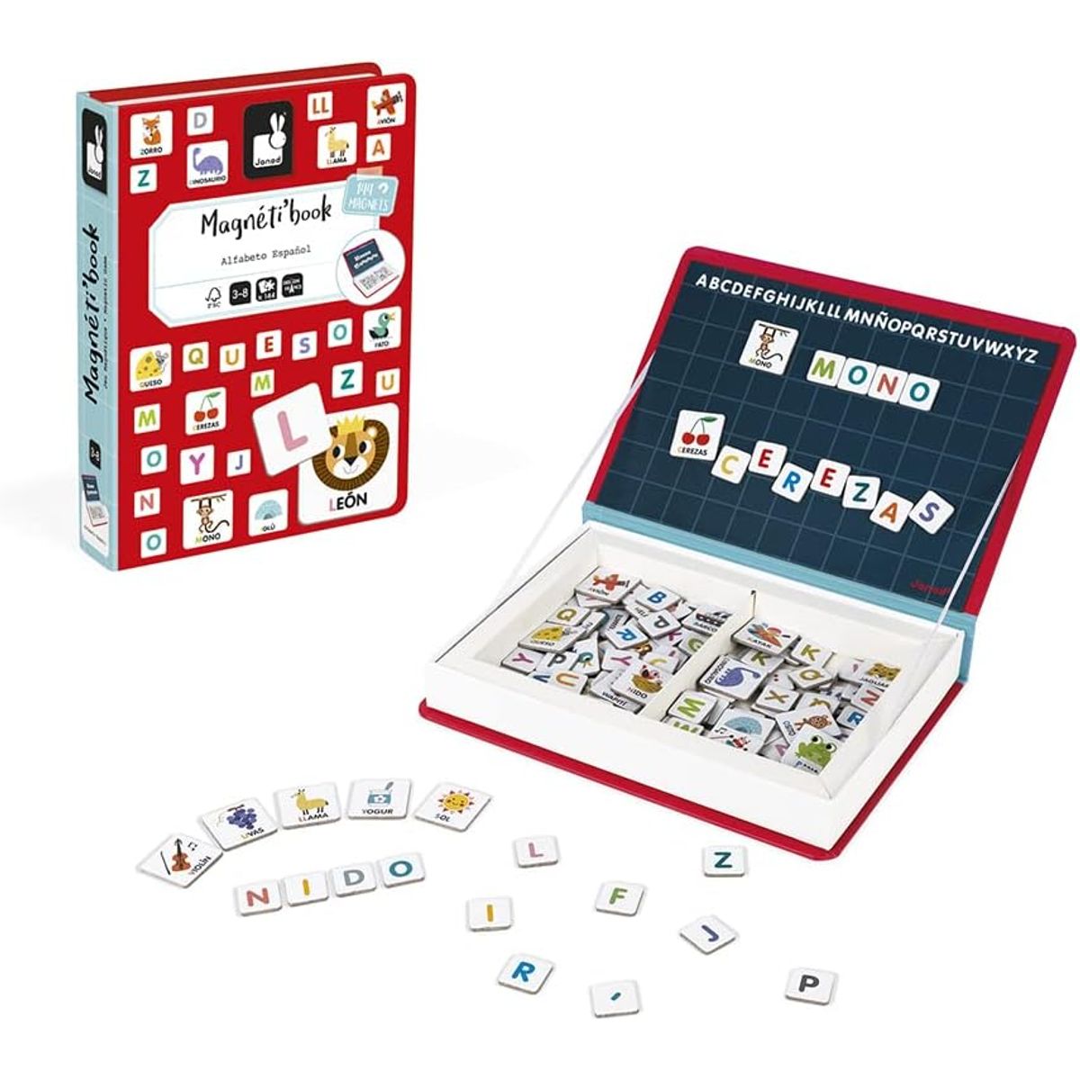 GENERICO - JANOD MAGNETI'BOOK ALFABETO Español Juego Educativo Magnético de 144 piezas J02714