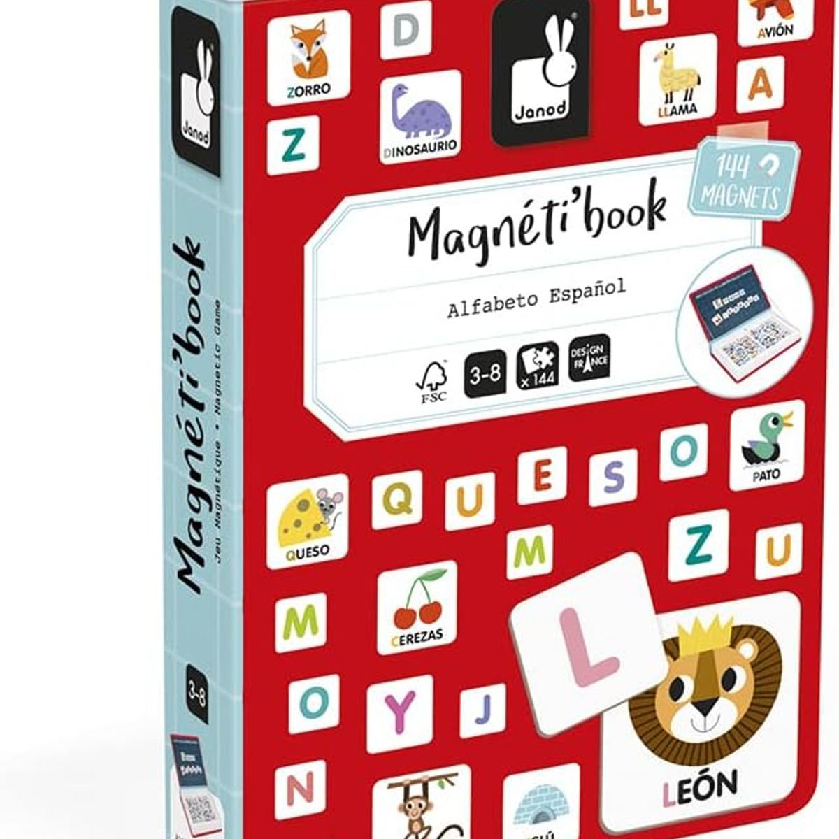 GENERICO - JANOD MAGNETI'BOOK ALFABETO Español Juego Educativo Magnético de 144 piezas J02714