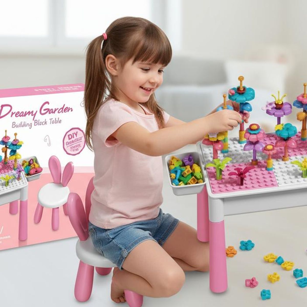 GENERICO - juego de bloques de construcción rosa 89PCS