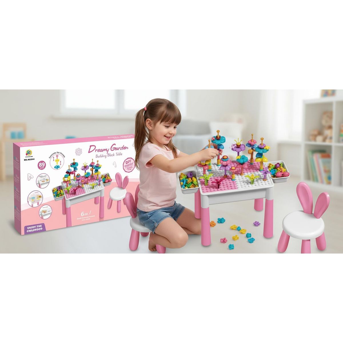 GENERICO - juego de bloques de construcción rosa 89PCS