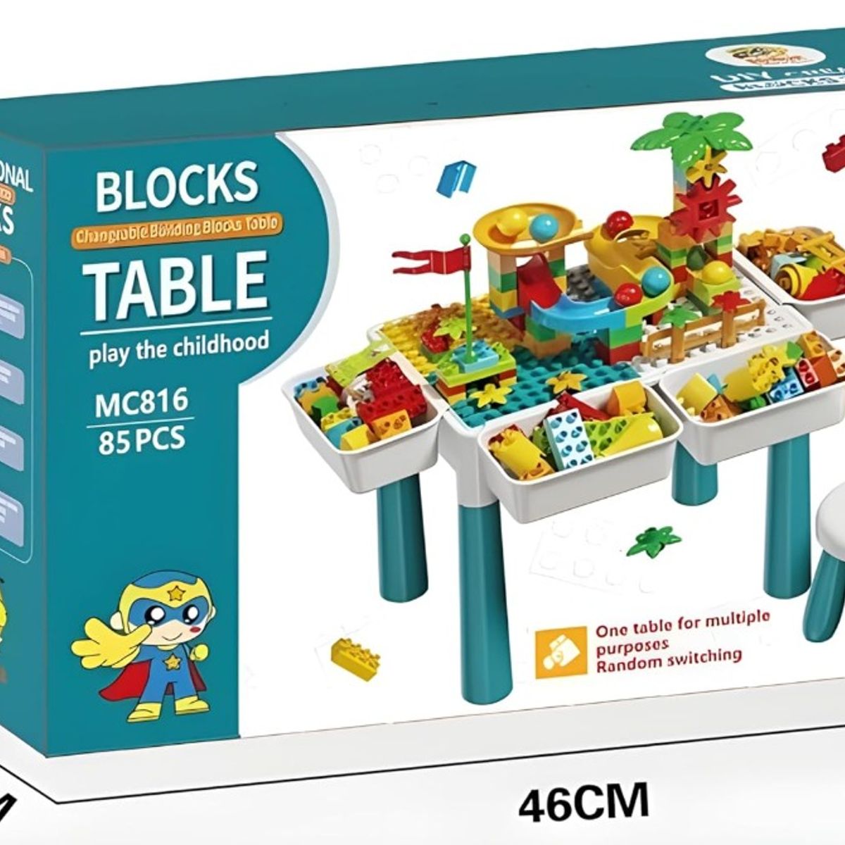 GENERICO - Mesa de actividades con bloques de construcción para niños con silla 85PCS