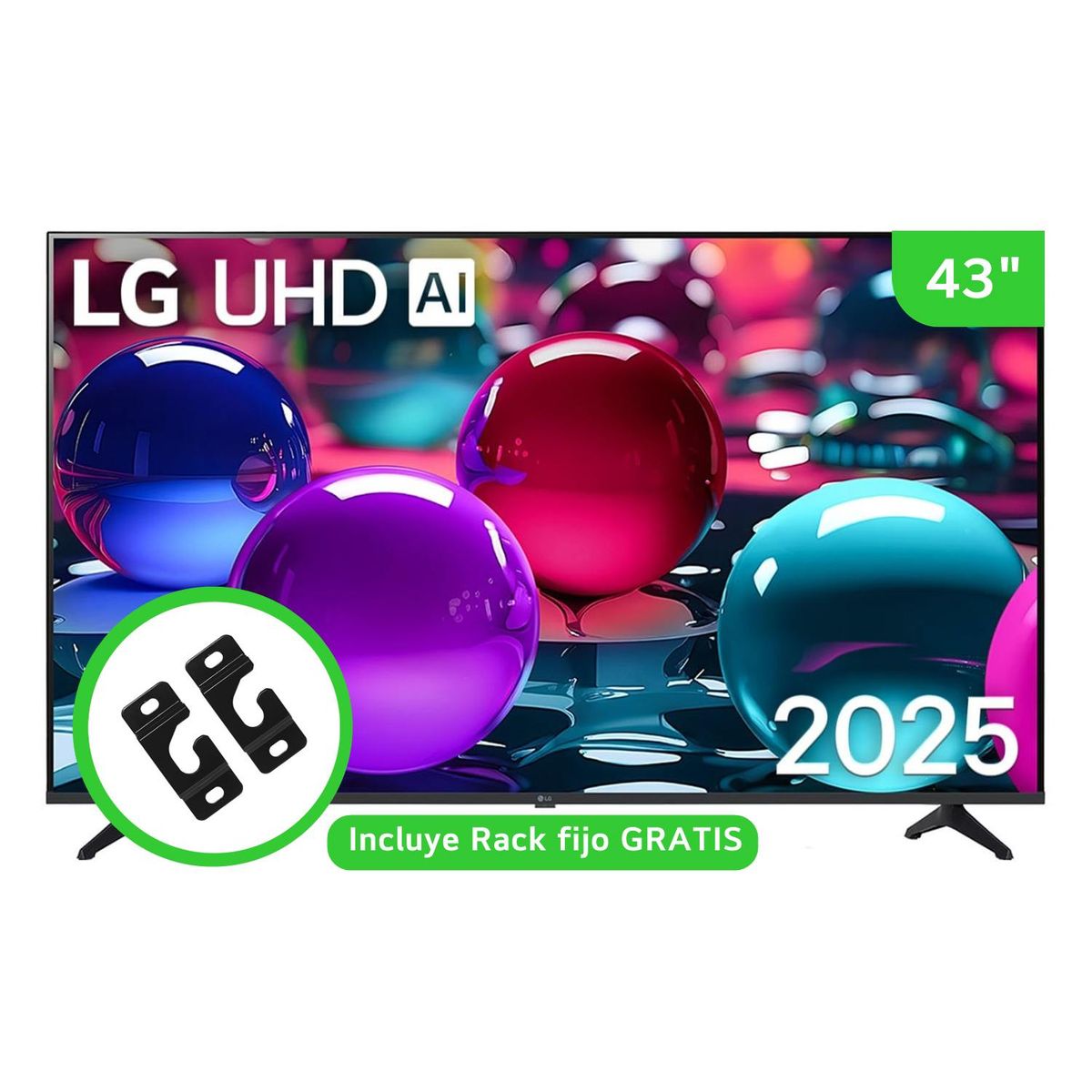 LG - Smart TV LG 43” 4K UHD con ThinQ AI 43UA7300PSB 2025 + Rack fijo GRATIS