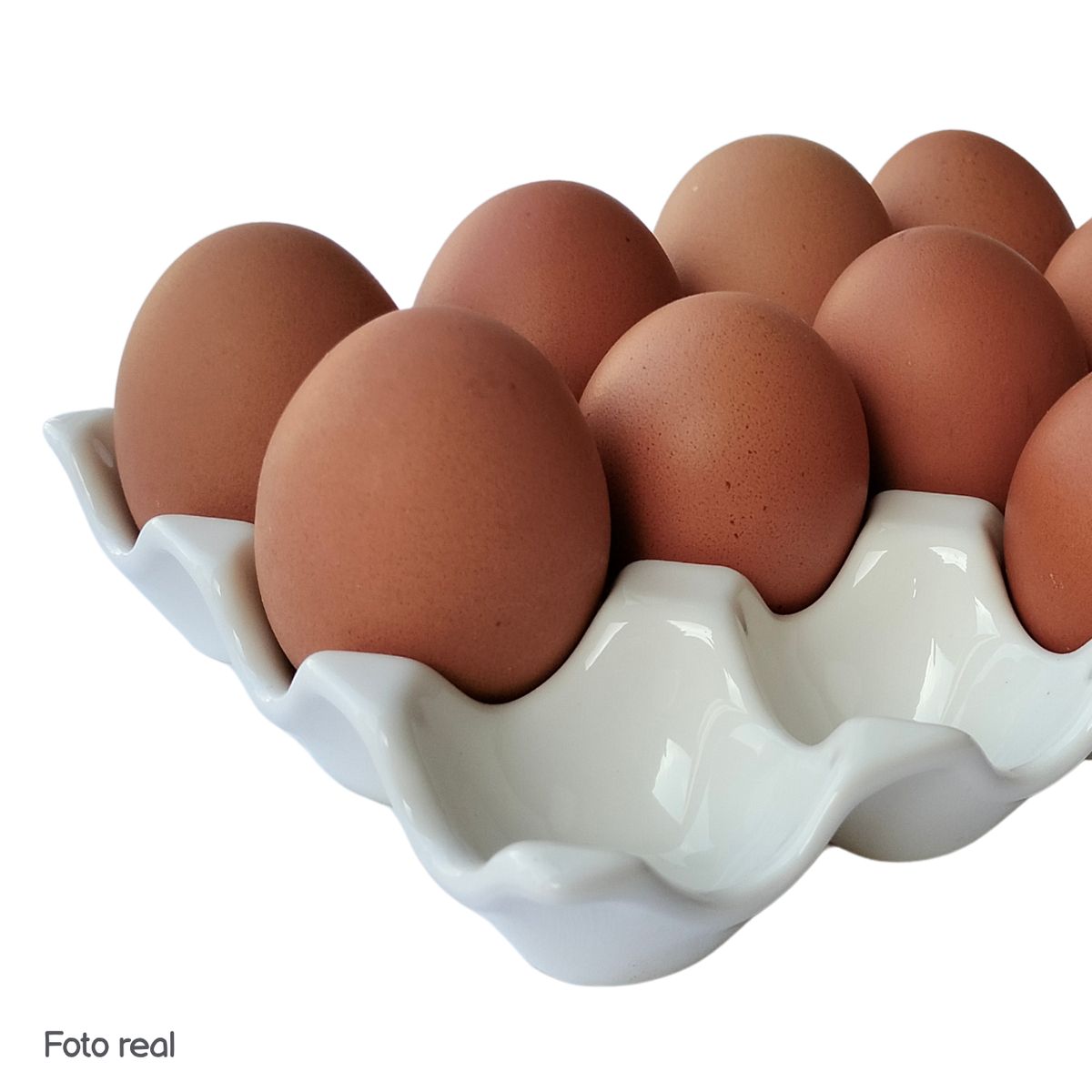 GENERICO - Contenedor Organizador de Huevos Elegante de Loza Fina Blanca - Expendedor Porta Huevos Huevera