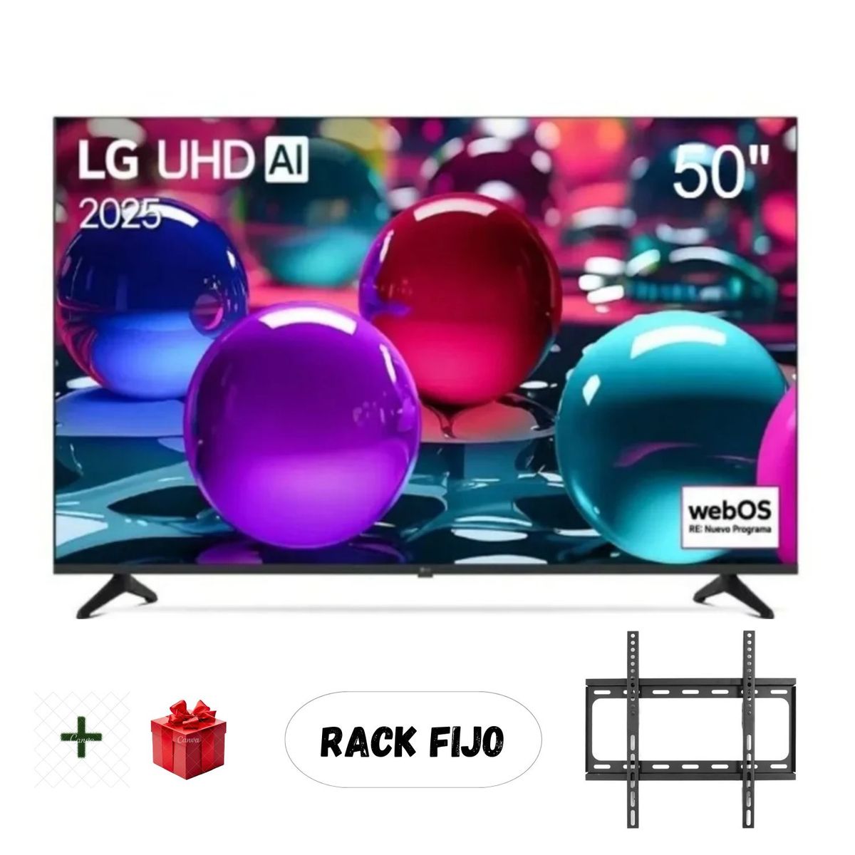 LG - TELEVISOR LG 50" 50UA7300PSB UHD 4K THINQ AI 2025 + RACK FIJO