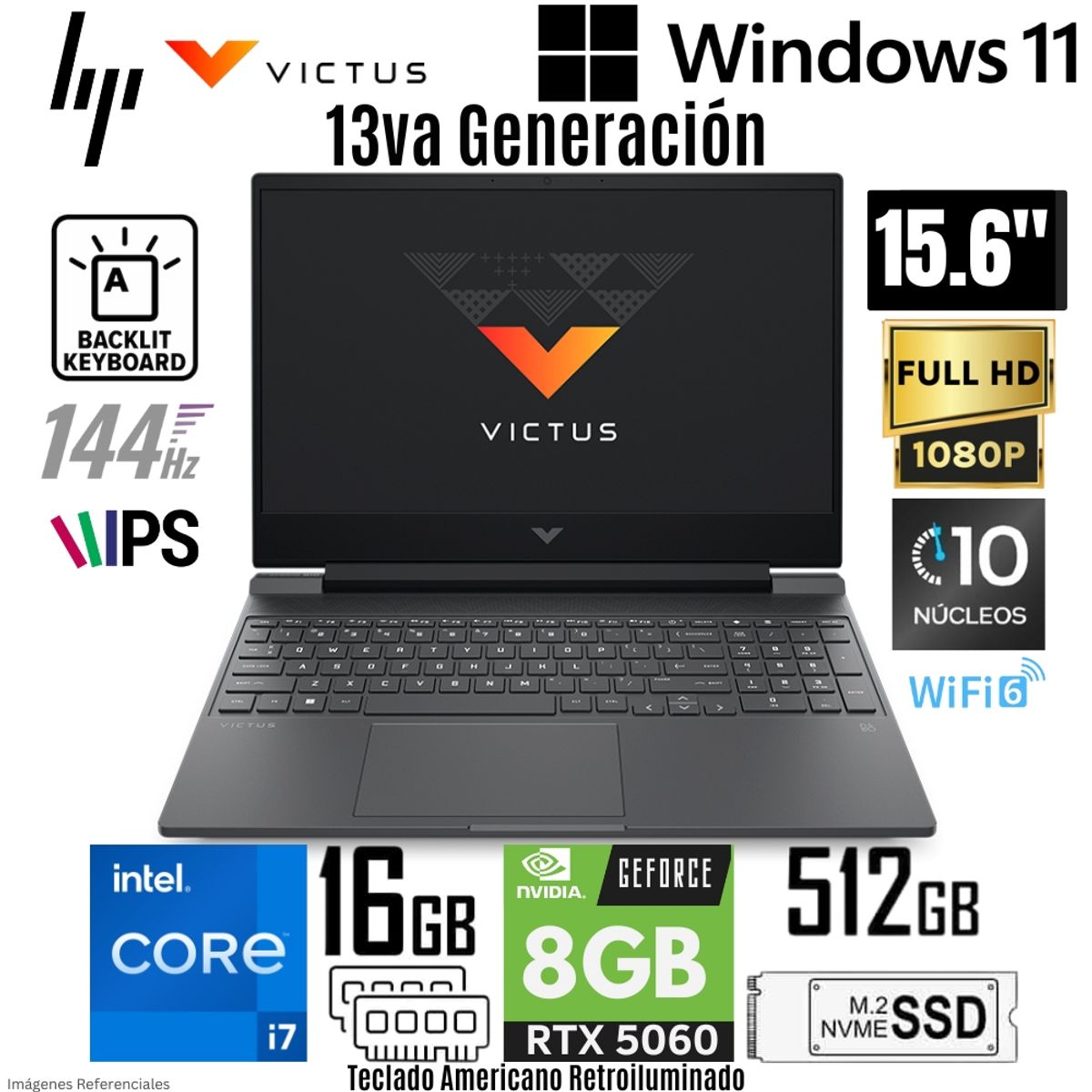 HP - Laptop HP Victus Gaming 15-FA2787NR Intel Core i7-13620H 16GB RAM 512GB SSD RTX 5060-8GB 15.6"  FHD