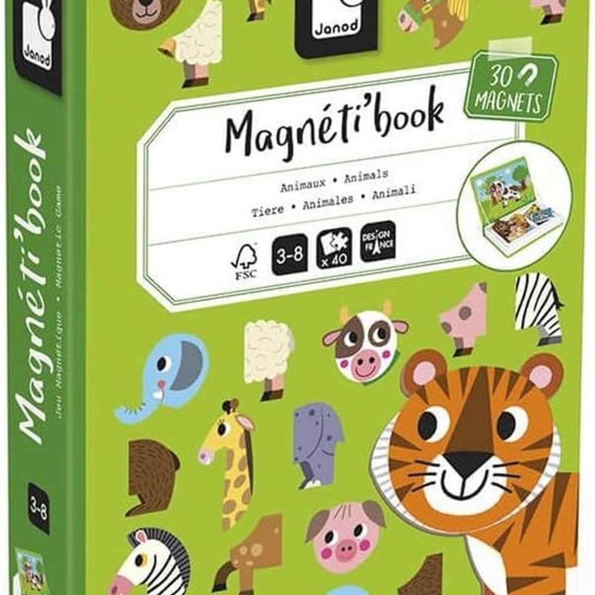 GENERICO - JANOD MAGNETI'BOOK Juego magnético para mezclar y combinar con animales de 41 piezas J02723