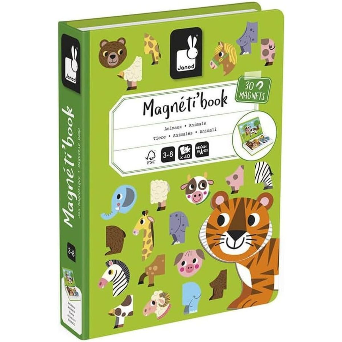 GENERICO - JANOD MAGNETI'BOOK Juego magnético para mezclar y combinar con animales de 41 piezas J02723