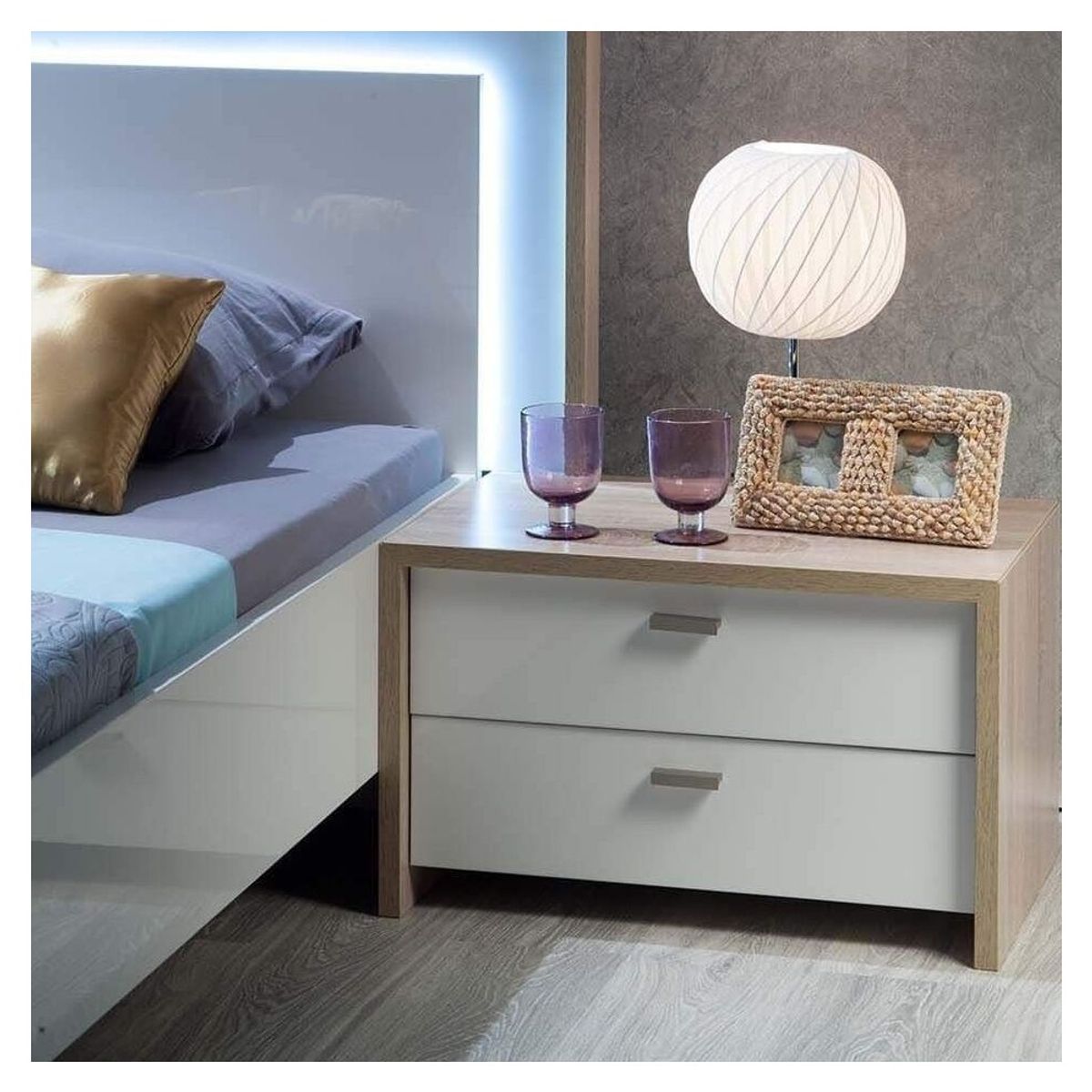 TU MESITA - Mesa de Noche Glory Color SonomaBlanco TU MESITA