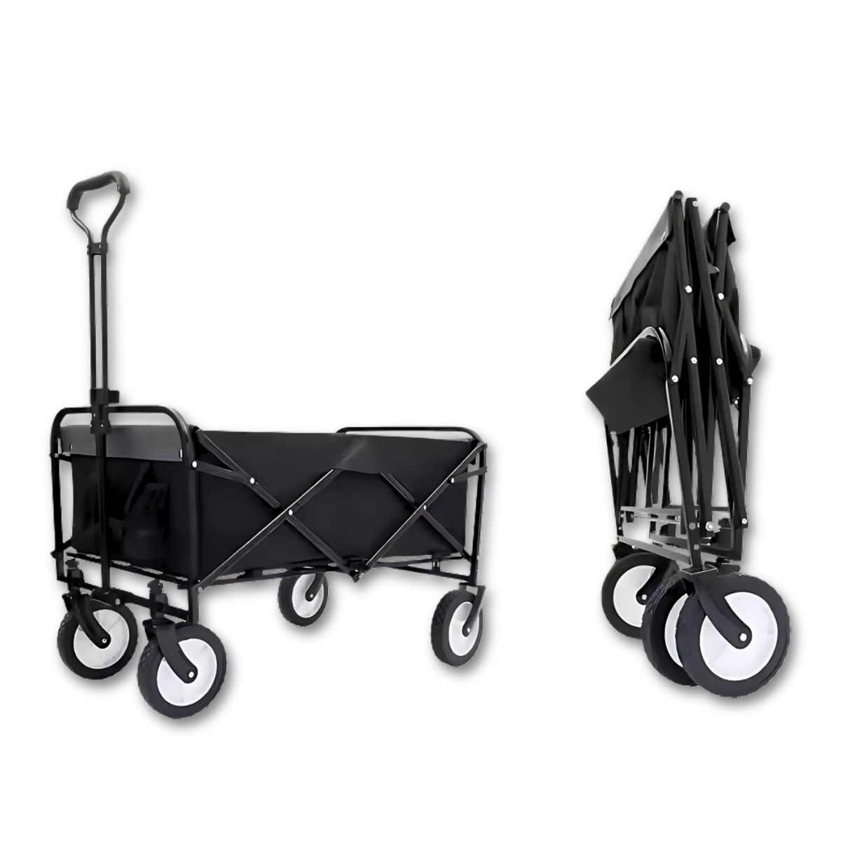 GENERICO - Carrito Plegable Para Compras Camping Playa Capacidad 80kg Negro