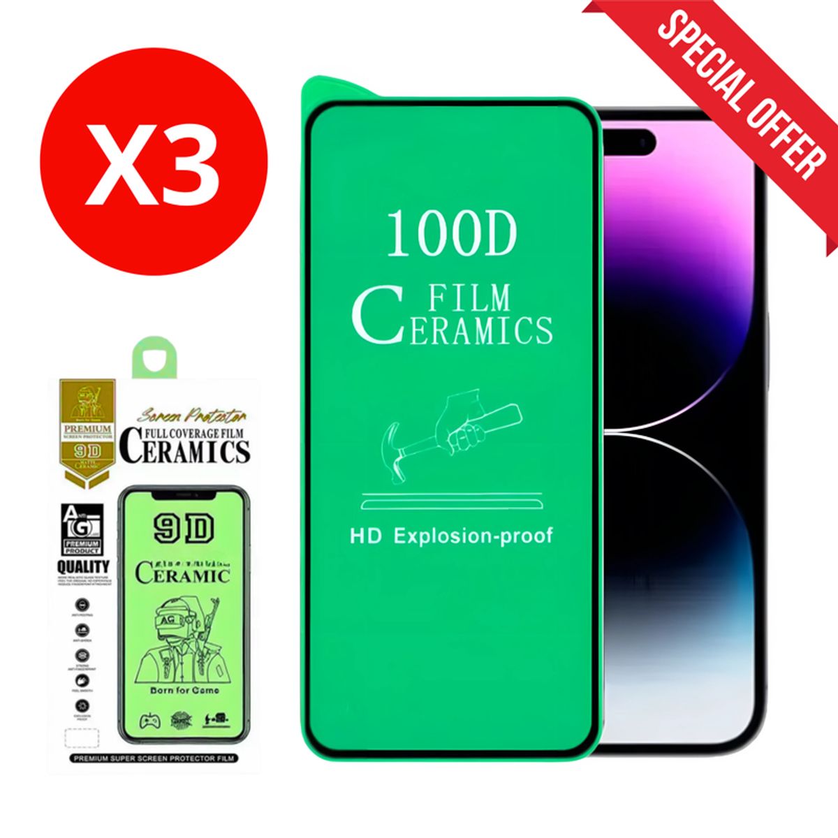 SHIELD - Pack x3 Mica Protector de Pantalla de Cerámica Clear para Xiaomi Redmi A5