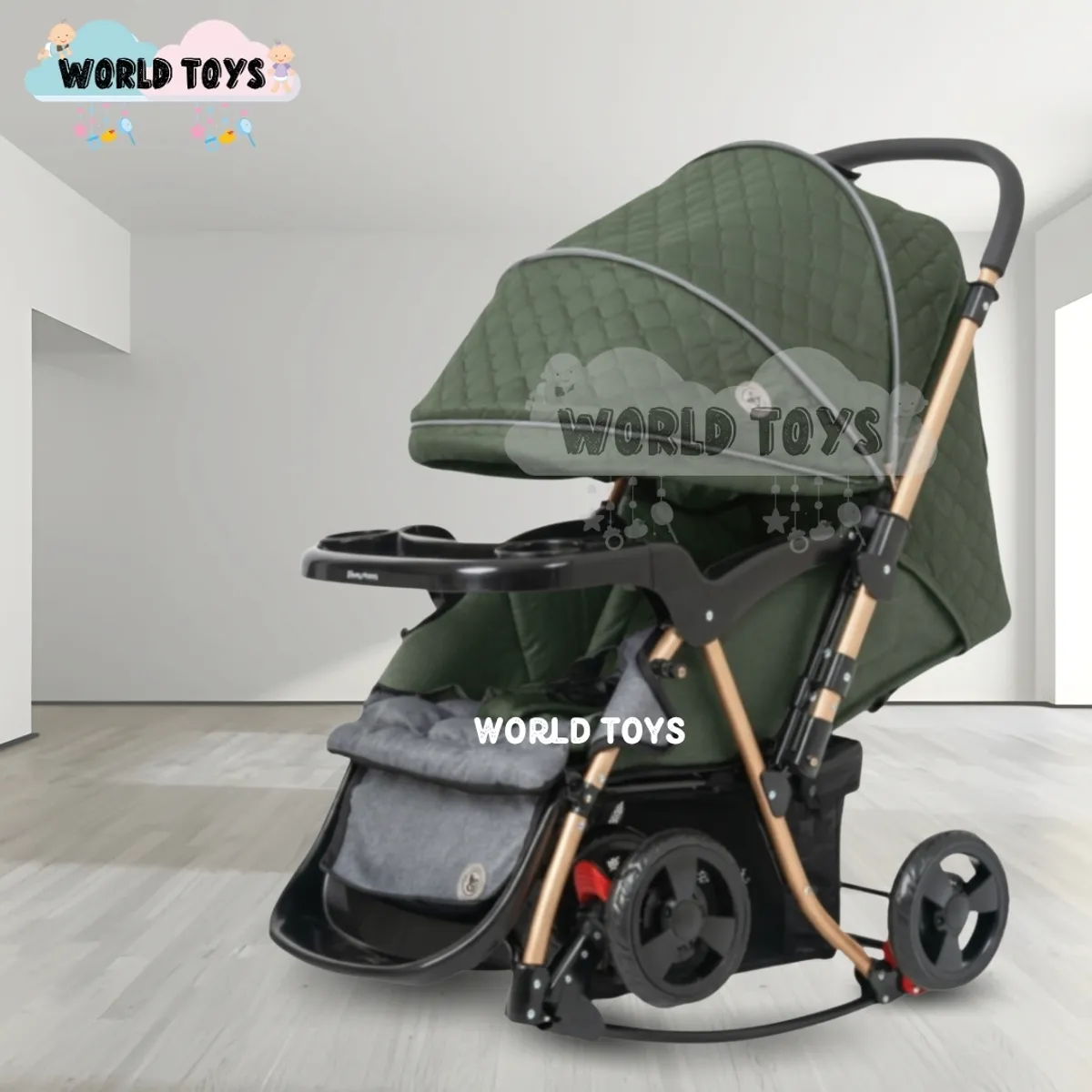 BABY - Coche Cuna Mecedora de Lujo «GRAND ROYCE» Green