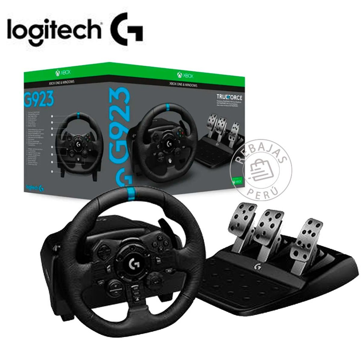 LOGITECH - Logitech G923 TRUEFORCE Volante y Pedales para PC/Xbox Black USB